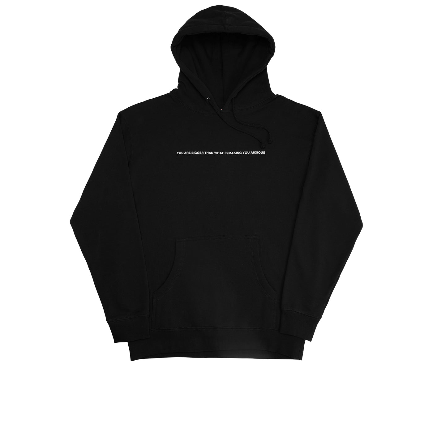 We're Not Really Strangers front zoomed out view of the black hoodie in a flat lay