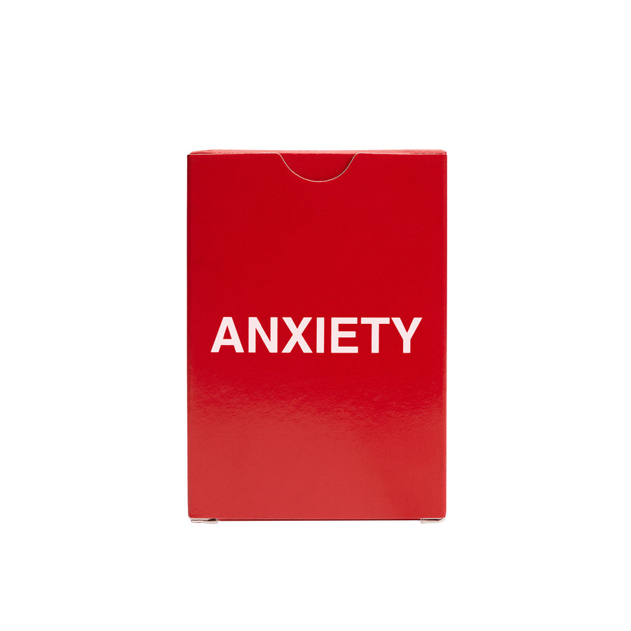 We're Not Really Strangers Anxiety Edition. Front facing view of red game box with white writing reading 