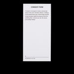 White consent form document with printed text and signature line marked with X.